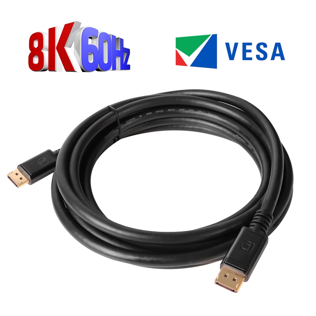 DisplayPort™ 1.4 HBR3 8K Cable M/M 4m /15Gbps2ft Black