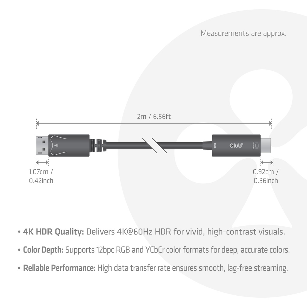 DisplayPort™ 1.4 to HDMI™ 4K60Hz Cable with HDR M/M 2 m / 6.56ft 32 AWG