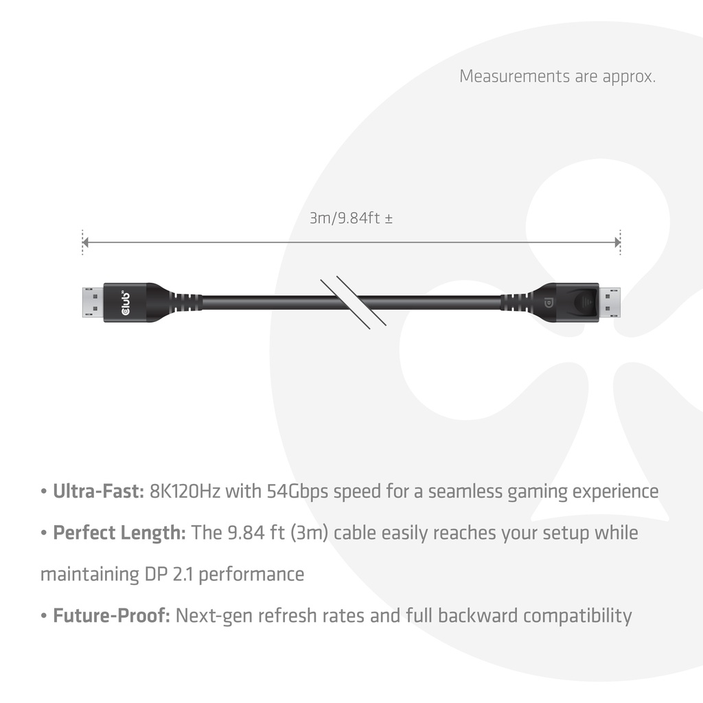 DisplayPort™ 2.1 DP™54™ VESA® Certified Cable 8K120Hz 3m/ 9.84ft