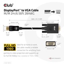 DisplayPort™ to VGA Cable M/M 2m/6.56ft 28AWG