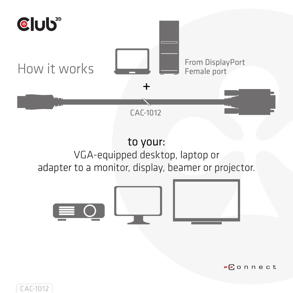 DisplayPort™ to VGA Cable M/M 2m/6.56ft 28AWG