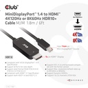 MiniDisplayPort™ 1.4 to HDMI™ 4K120Hz or 8K60Hz HDR10+ Cable M/M 1.8m / 6ft