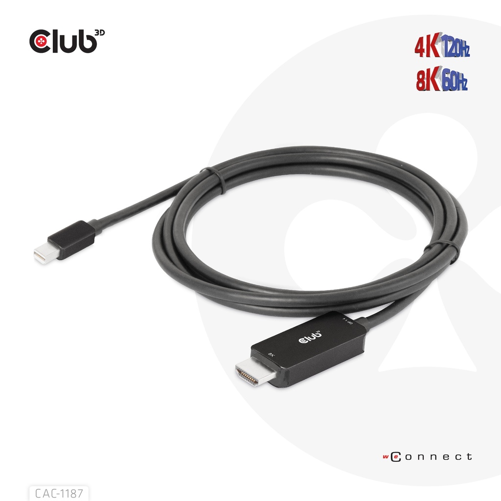 MiniDisplayPort™ 1.4 to HDMI™ 4K120Hz or 8K60Hz HDR10+ Cable M/M 1.8m / 6ft