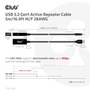 USB-A 5Gbps Active Repeater Cable 5m/ 16.4 ft M/F 28AWG