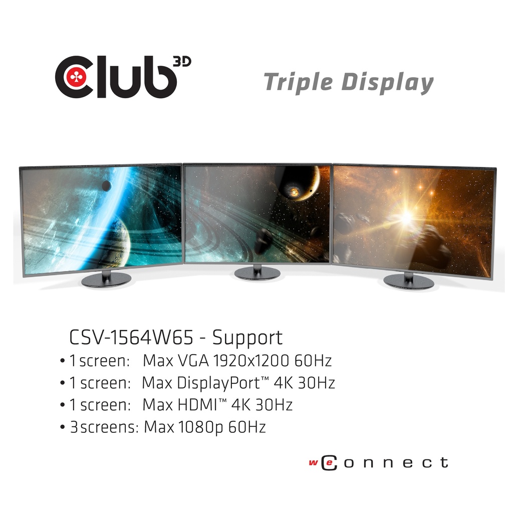 USB-C®5Gbps  Triple Display Dynamic PD Charging Dock with 65 Watt PS