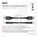 USB-A 10Gbps Cable, 3A M/M 0.5m / 1.64 ft