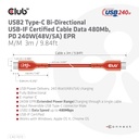 USB-C®  USB-IF Certified Cable, Data 480Mb, PD 240W(48V/5A) EPR M/M 3m/9.84ft