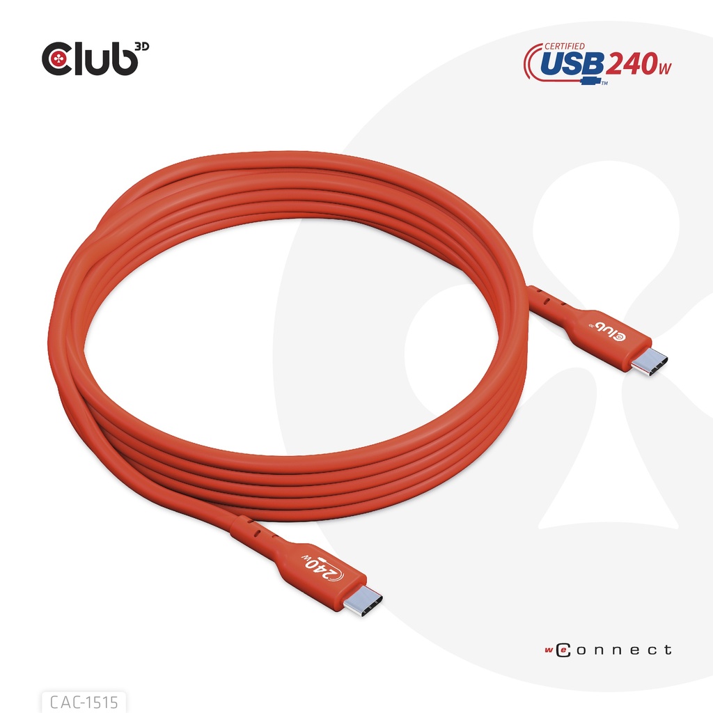 USB-C®  USB-IF Certified Cable, Data 480Mb, PD 240W(48V/5A) EPR M/M 4m/15Gbps3ft