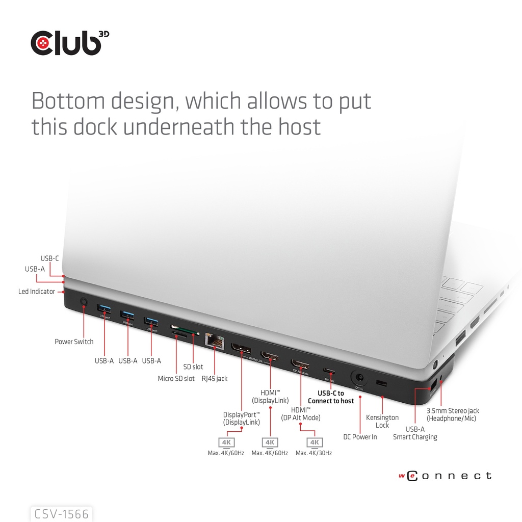 USB-C®5Gbps Triple Display DP Alt mode Displaylink Dynamic PD Charging Dock with 120 Watt PS