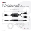 USB-C®, Y charging cable to 2x USB -C® max. 100W, 1.83m/6ft M/M