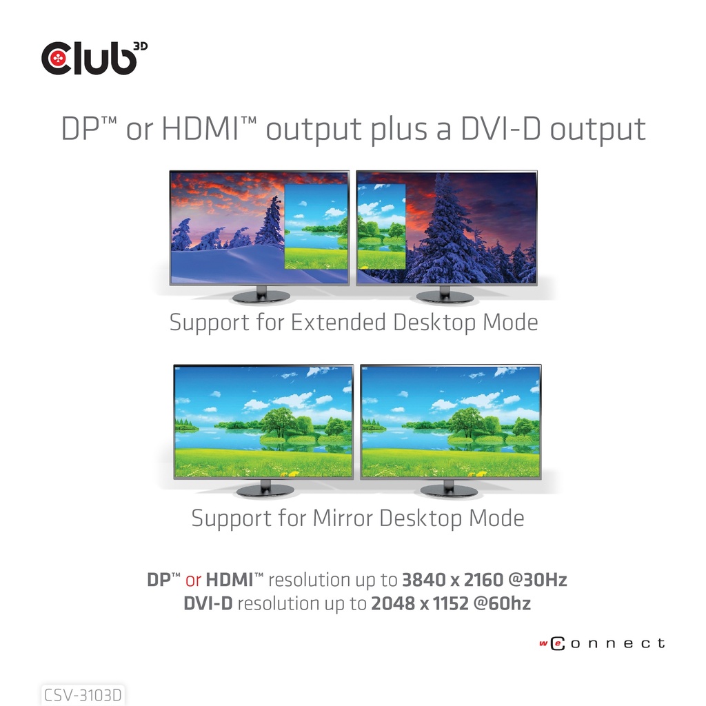 USB-A 5Gbps UHD 4K Docking Station DisplayLink® Certified