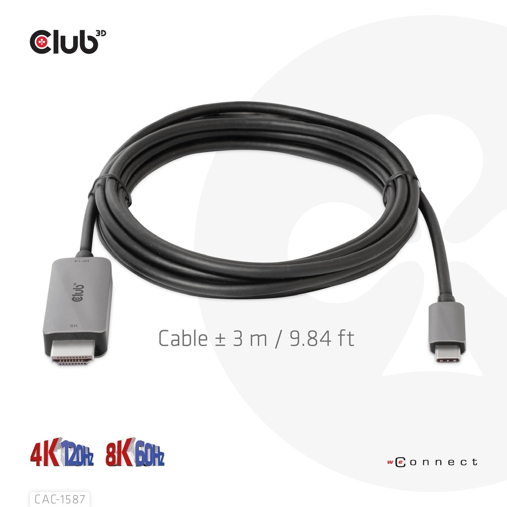 USB-C® to HDMI™ 4K120Hz 8K60Hz HDR10 with DSC1.2 Active Cable M/M 3m / 9.84ft