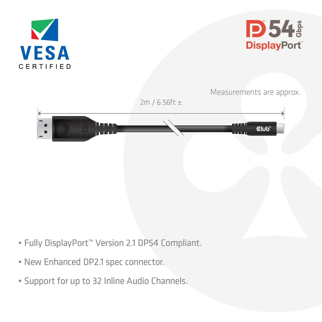 USB-C® to DisplayPort™ 2.1 DP54 Cable 2m/6.6ft