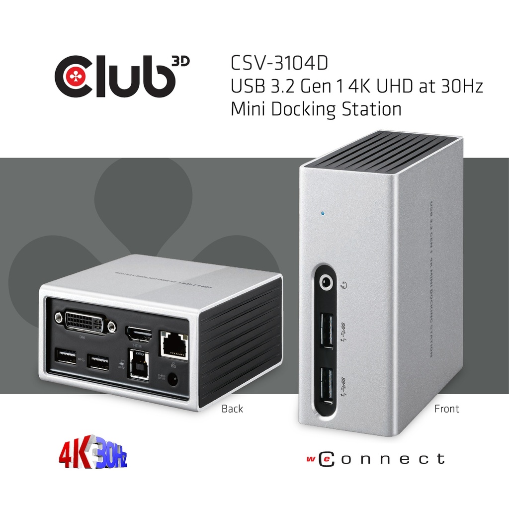 USB-A 5Gbps 4K UHD at 30Hz Mini Docking Station Ultra slim Design