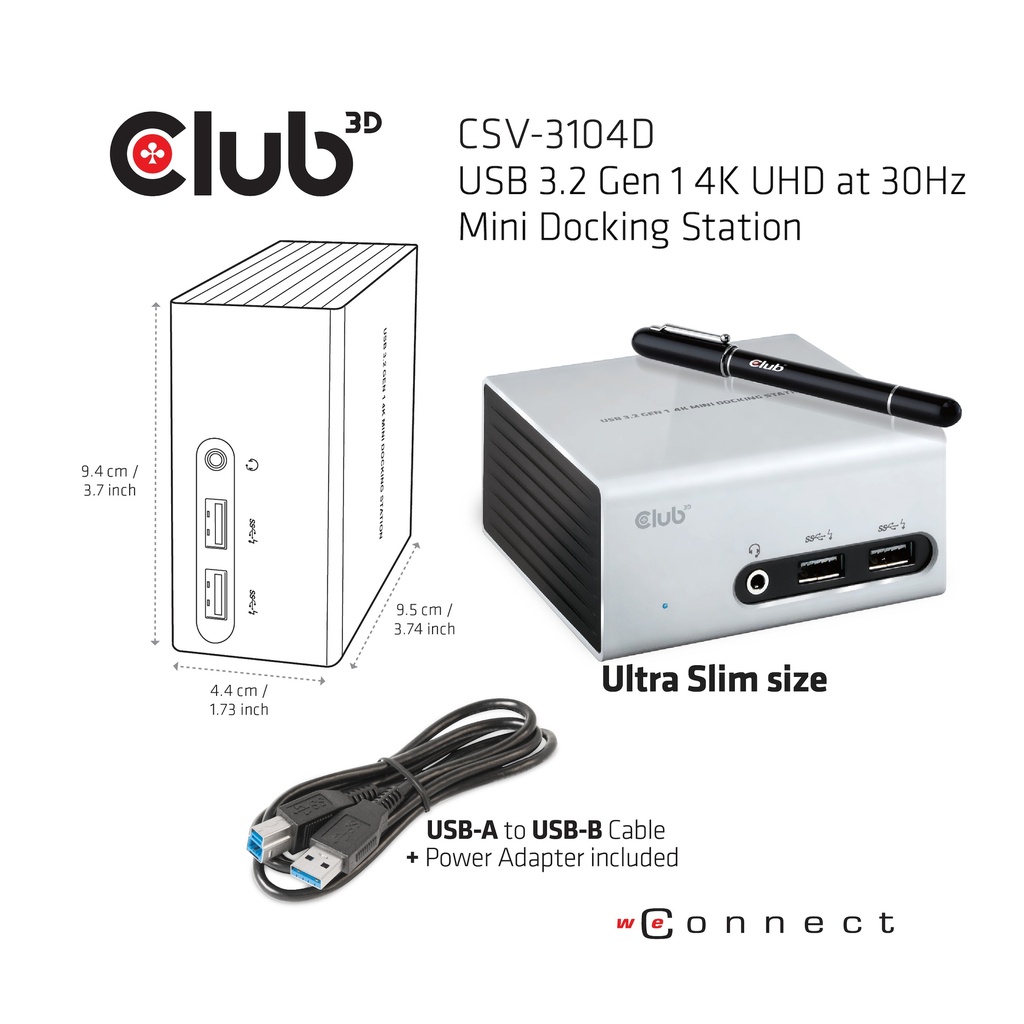 USB-A 5Gbps 4K UHD at 30Hz Mini Docking Station Ultra slim Design