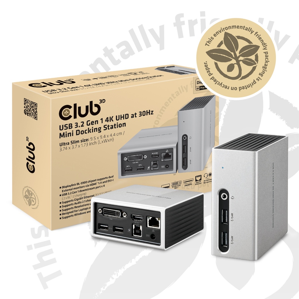 USB-A 5Gbps 4K UHD at 30Hz Mini Docking Station Ultra slim Design