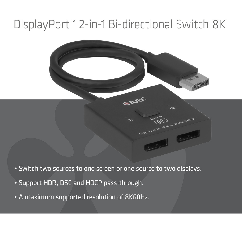 CSV-1009 DisplayPort™ 2-in-1 Bi-directional Switch 8K