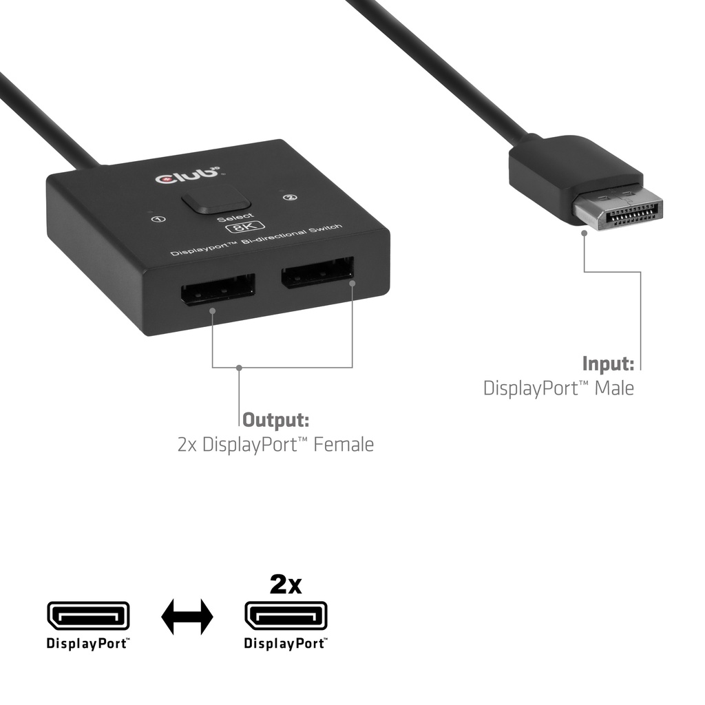 CSV-1009 DisplayPort™ 2-in-1 Bi-directional Switch 8K