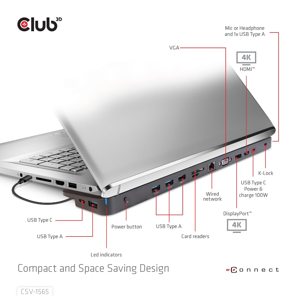 USB-C®10Gbps  Triple Display DP 1.4 Alt PD Charging Dock 100W PD Power charger