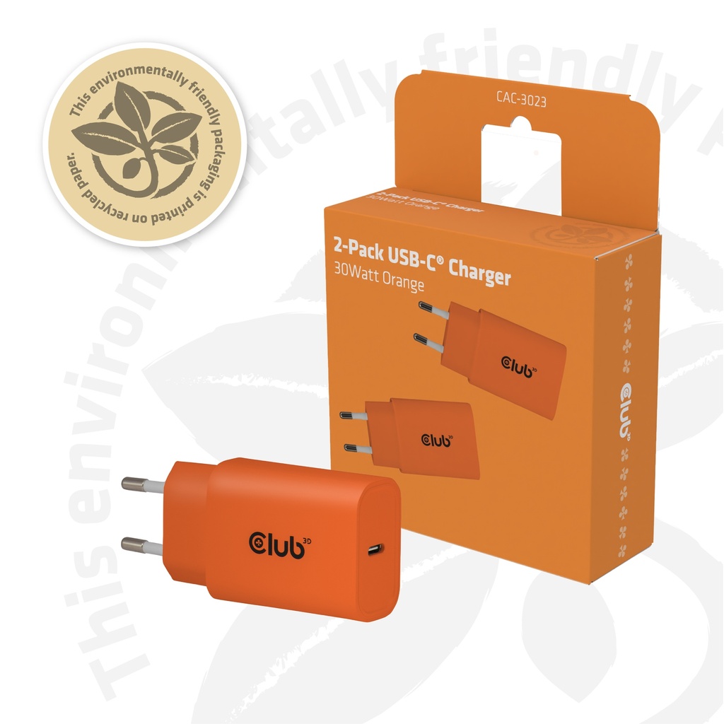 2-Pack USB C Charger 30 Watt Orange