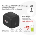 Travel Charger PPS 45W GAN technology, Dual port USB -C®, Power Delivery(PD) 3.0 Support