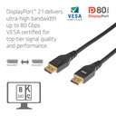 CAC-1094 DisplayPort 2.1 80Gbps Cable Male/Male 2m/6.6ft 26AWG