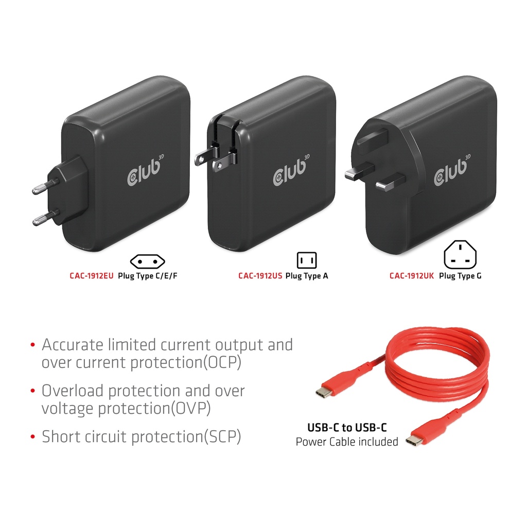 Travel Charger 100W GaN technology, Four port USB -A(2x) and -C®(2x), Power Delivery(PD) 3.0 Support