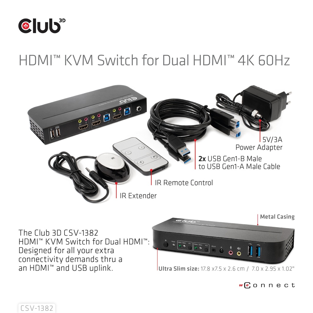 HDMI™ KVM SWITCH FOR DUAL HDMI™ 4K 60Hz