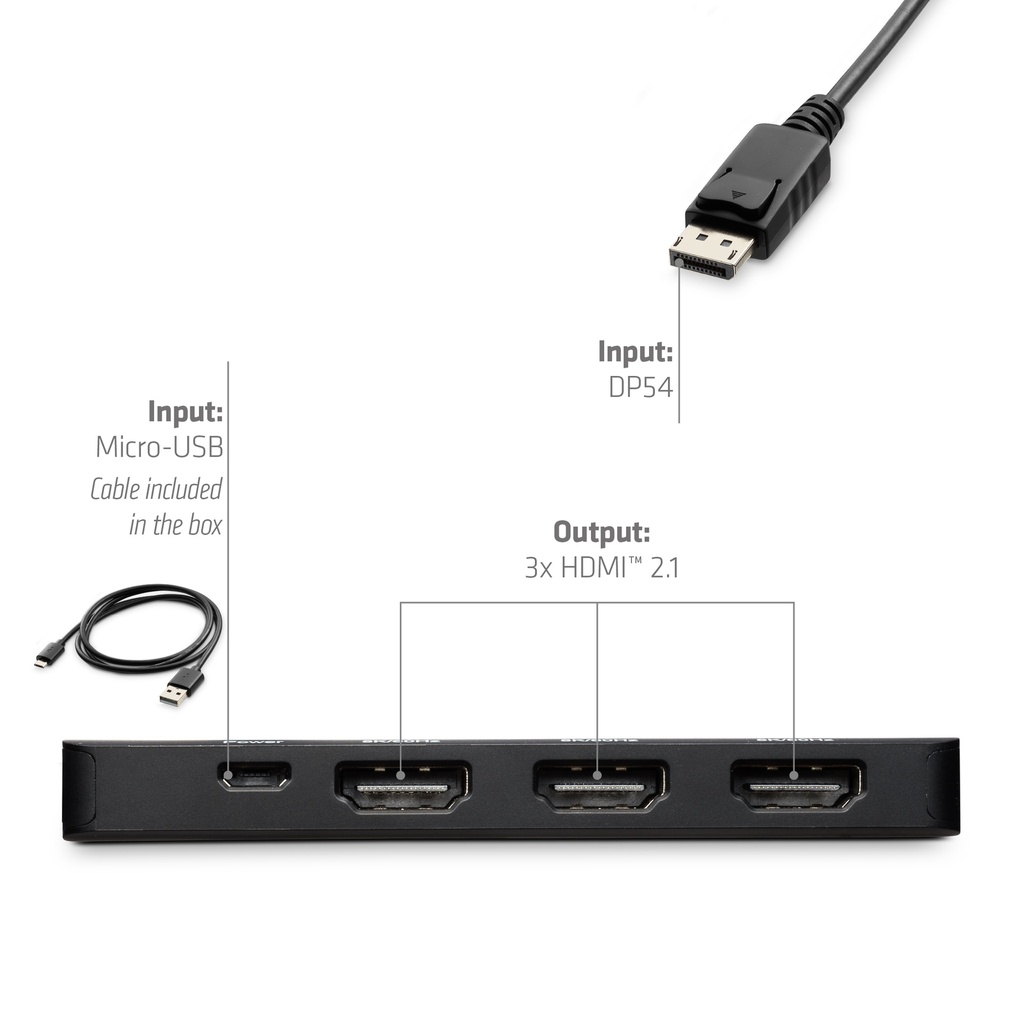 DisplayPort™ to Triple HDMI™ 8K60Hz Hub