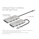 USB-C®10Gbps  to 10Gbps 4x USB Type-A Hub