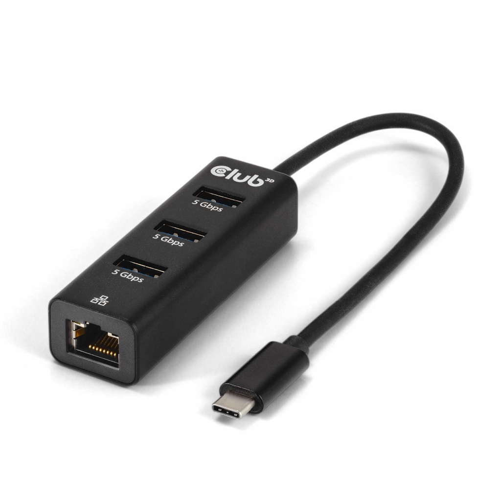 USB-C® 5Gbps to 3 Ports USB Type-A Hub with Gigabit Ethernet