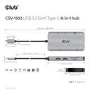 USB-C®5Gbps 8-in-1 hub with 2x HDMI™, 2x USB-A, RJ45, SD/Micro SD card slots and USB-C®female port