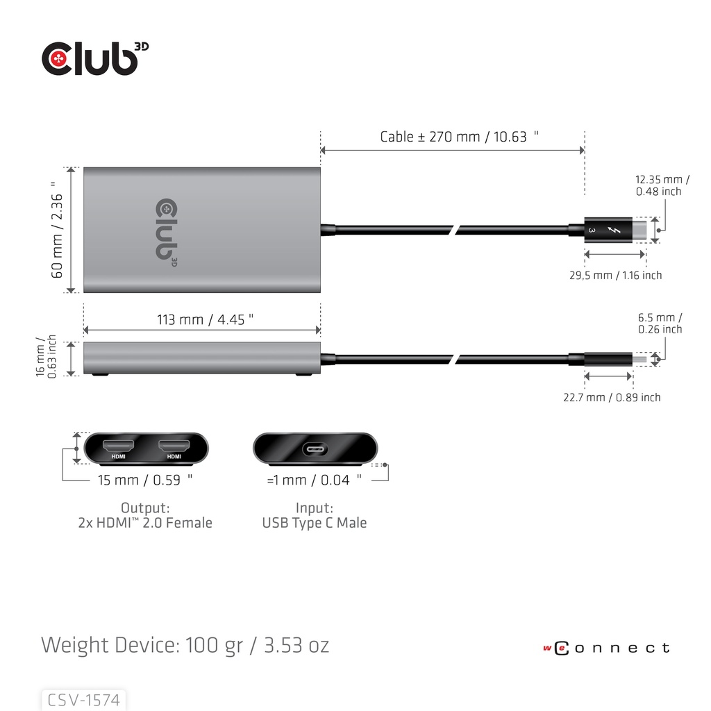 Thunderbolt™ 3 to HDMI™ Dual Monitor 4K60Hz 