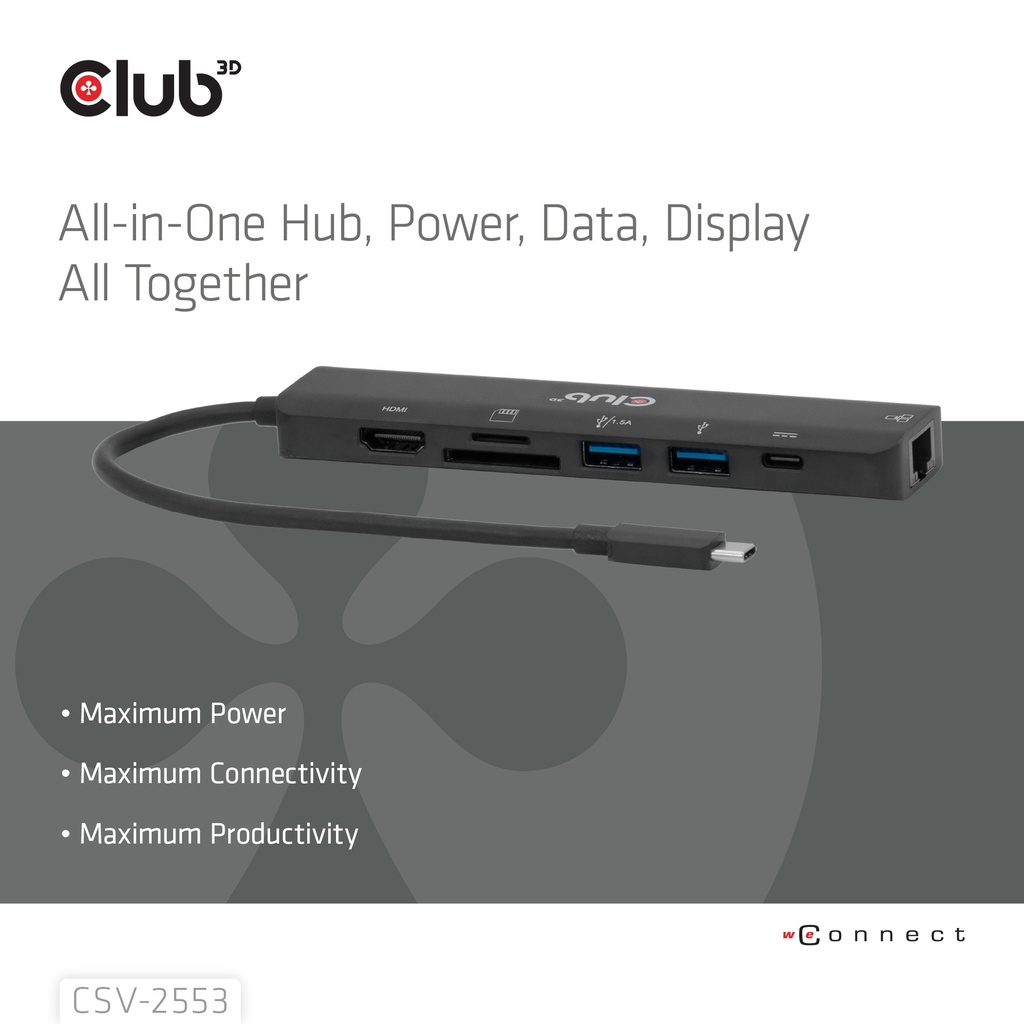 USB-C® 7-in-1 Hub to HDMI™ 4K60Hz /SD-TF Card slot 2x USB  A / USB-C® PD / RJ45