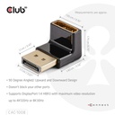 DisplayPort™ Male to DisplayPort™ 1.4 Female 90 Degree Angled Adapter 4K120Hz M/F