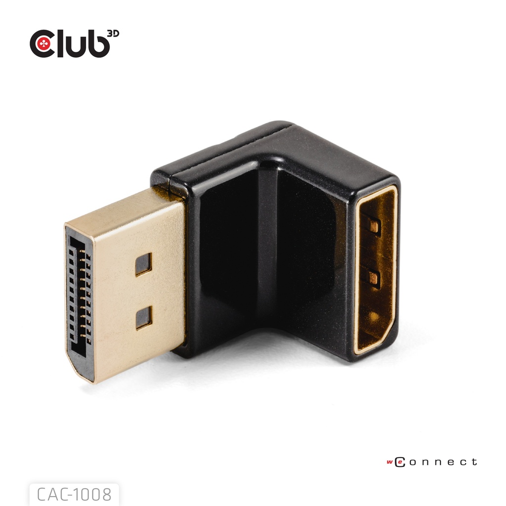 DisplayPort™ Male to DisplayPort™ 1.4 Female 90 Degree Angled Adapter 4K120Hz M/F