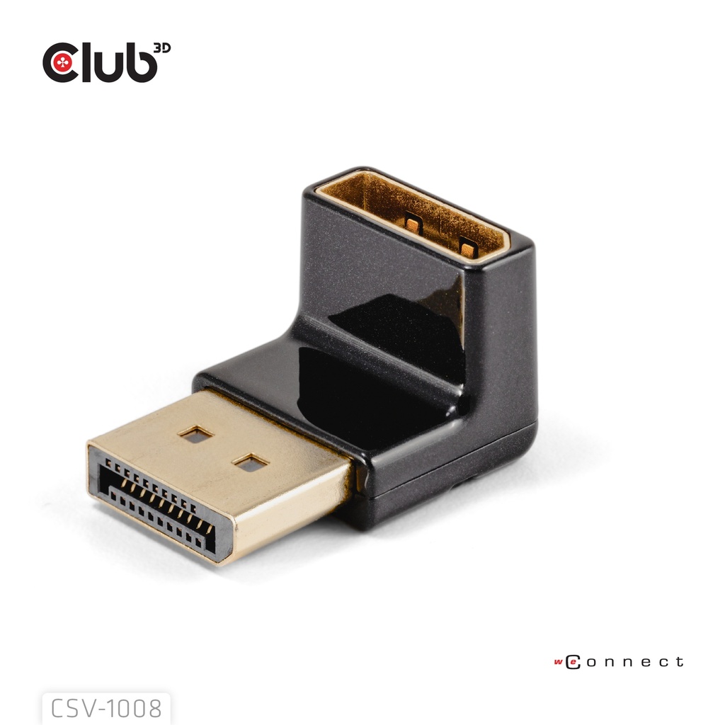 DisplayPort™ Male to DisplayPort™ 1.4 Female 90 Degree Angled Adapter 4K120Hz M/F
