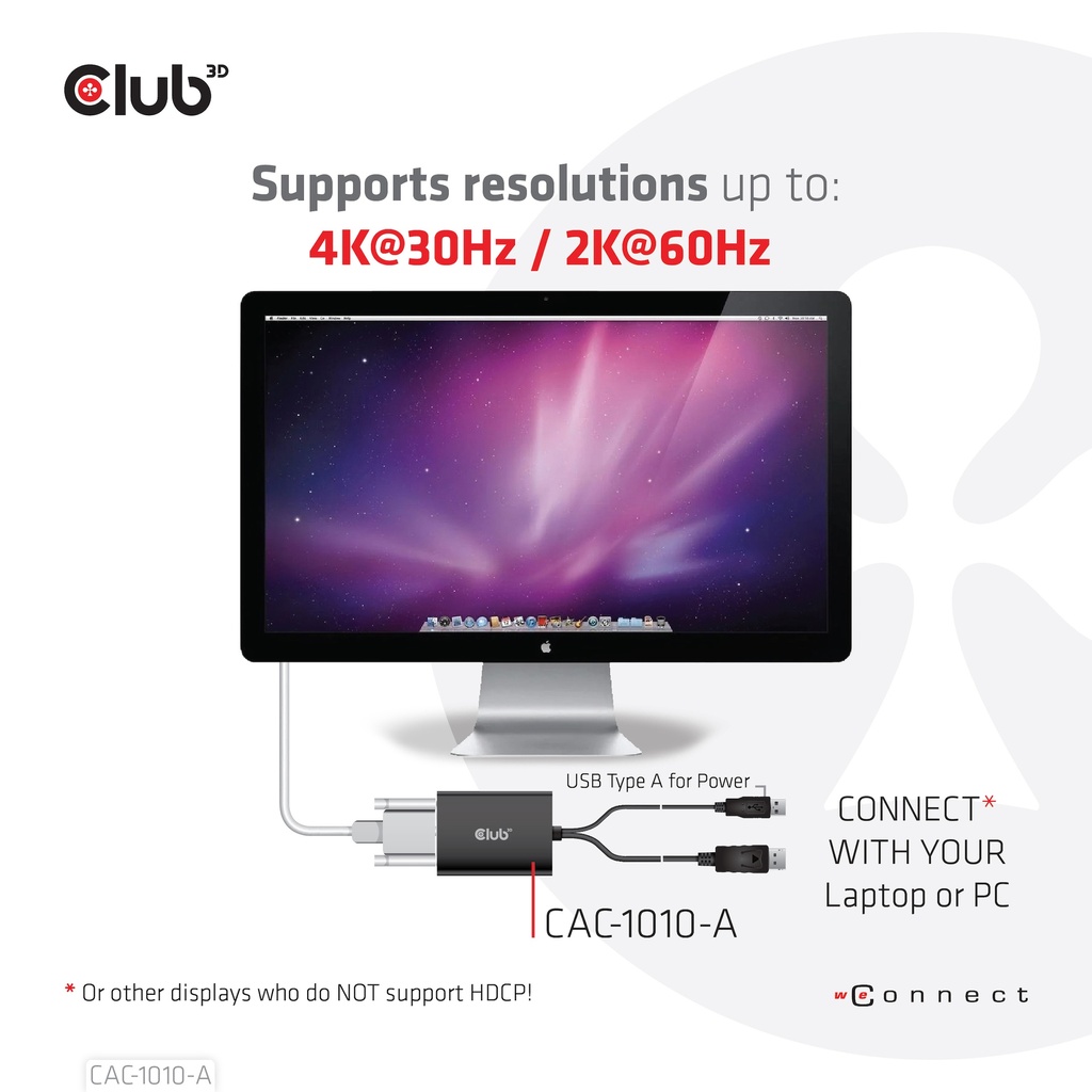 DisplayPort™ to Dual Link DVI-D HDCP OFF version Active Adapter M/F for Apple Cinema Displays