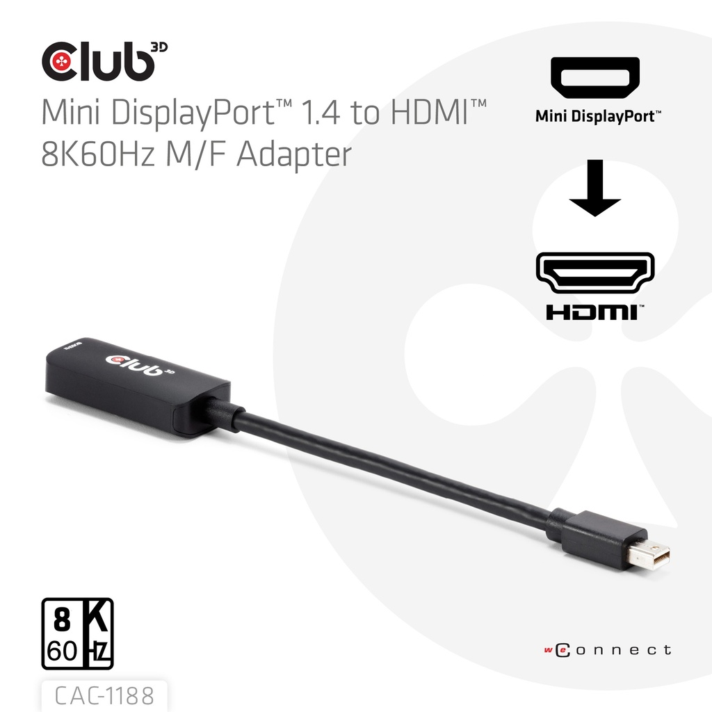 Mini DisplayPort™ 1.4 to HDMI™ 8K60Hz M/F Adapter