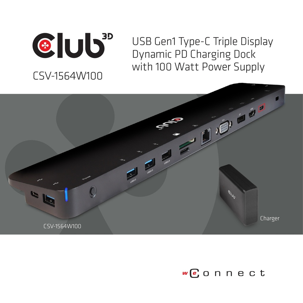 USB-C®5Gbps Triple Display Dynamic PD Charging Dock 100W PD Power charger