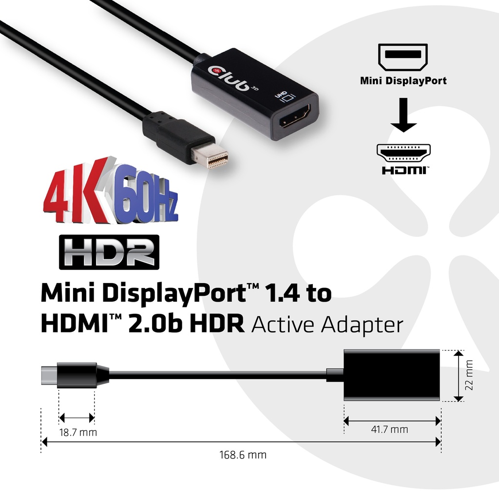 Mini DisplayPort™ 1.4 to HDMI™ 2.0b HDR
