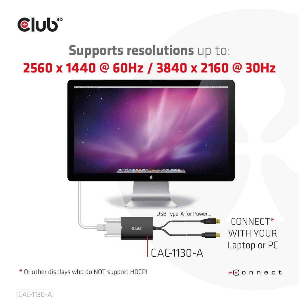 Mini DisplayPort™ to Dual Link DVI, HDCP OFF version for Apple Cinema Displays Active Adapter