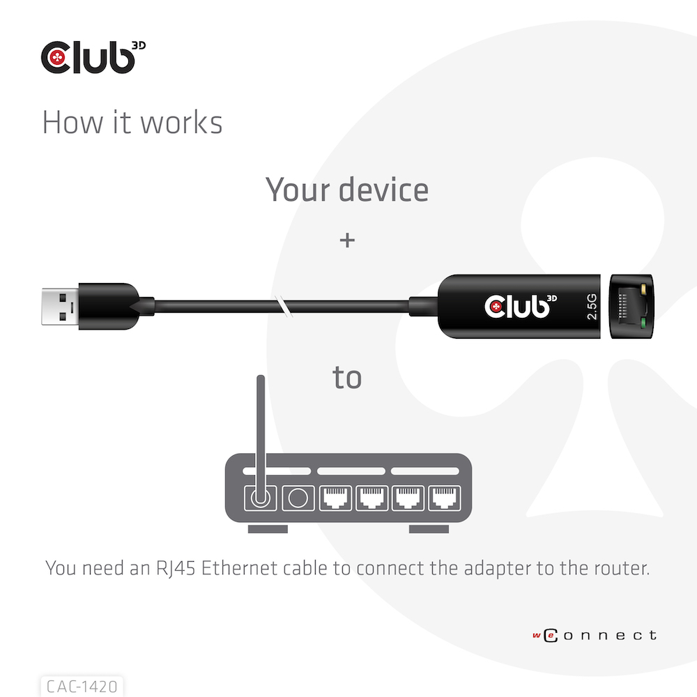 USB-A 5Gbps to RJ45 Ethernet 2.5G Adapter M/F