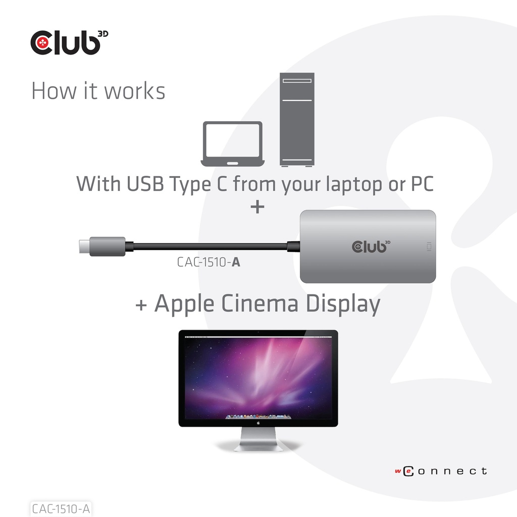 USB-C® to Dual Link DVI-D HDCP OFF version Active Adapter M/F for Apple Cinema Displays