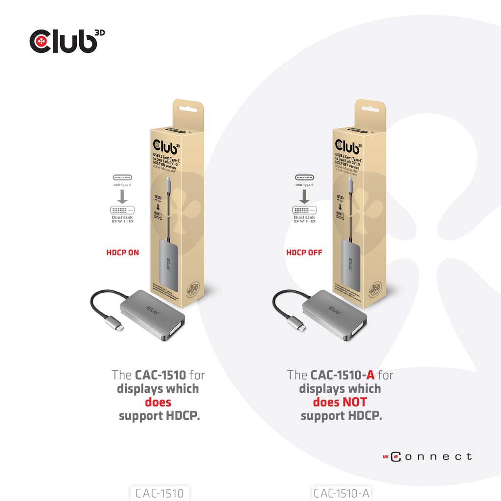 USB-C® to Dual Link DVI-D HDCP ON version Active Adapter M/F