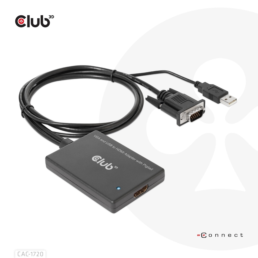 VGA and USB-A to HDMI™ Adapter with Pigtail M/F 0.6m/1.97ft 28AWG