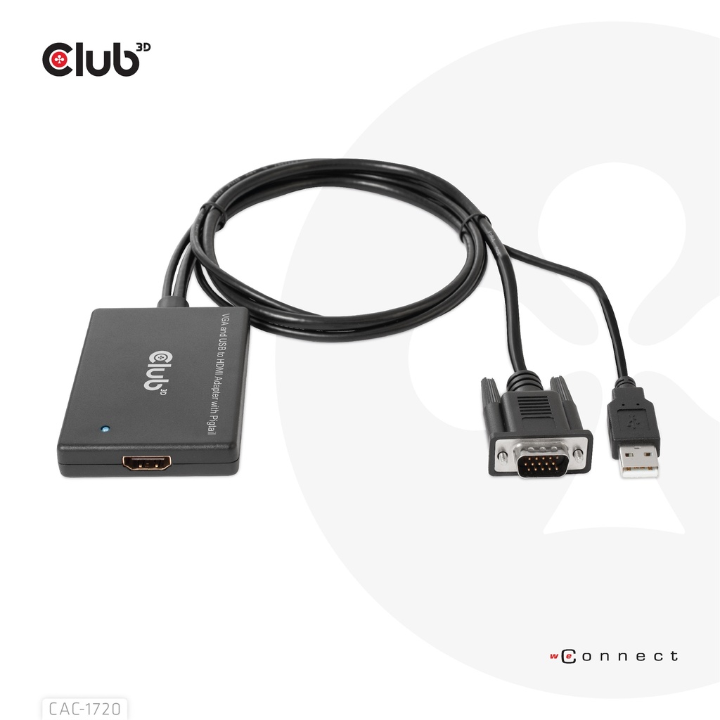 VGA and USB-A to HDMI™ Adapter with Pigtail M/F 0.6m/1.97ft 28AWG