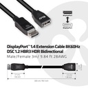 DisplayPort™ 1.4 Extension Cable 8K60Hz DSC 1.2 HBR3 HDR Bidirectional M/F 3m/9.84ft