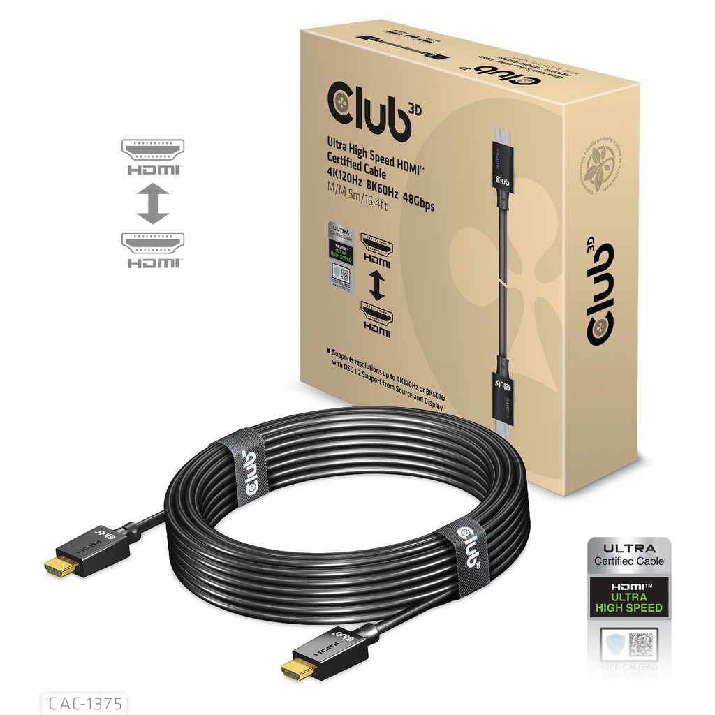 CAC-1375 Ultra High Speed HDMI™ 4K120Hz/8K60Hz Certified Cable 48Gbps 5m/16.40ft