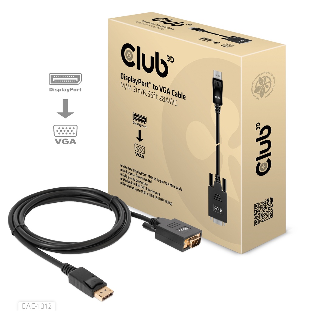 CAC-1012 DisplayPort™ to VGA Cable M/M 2m/6.56ft